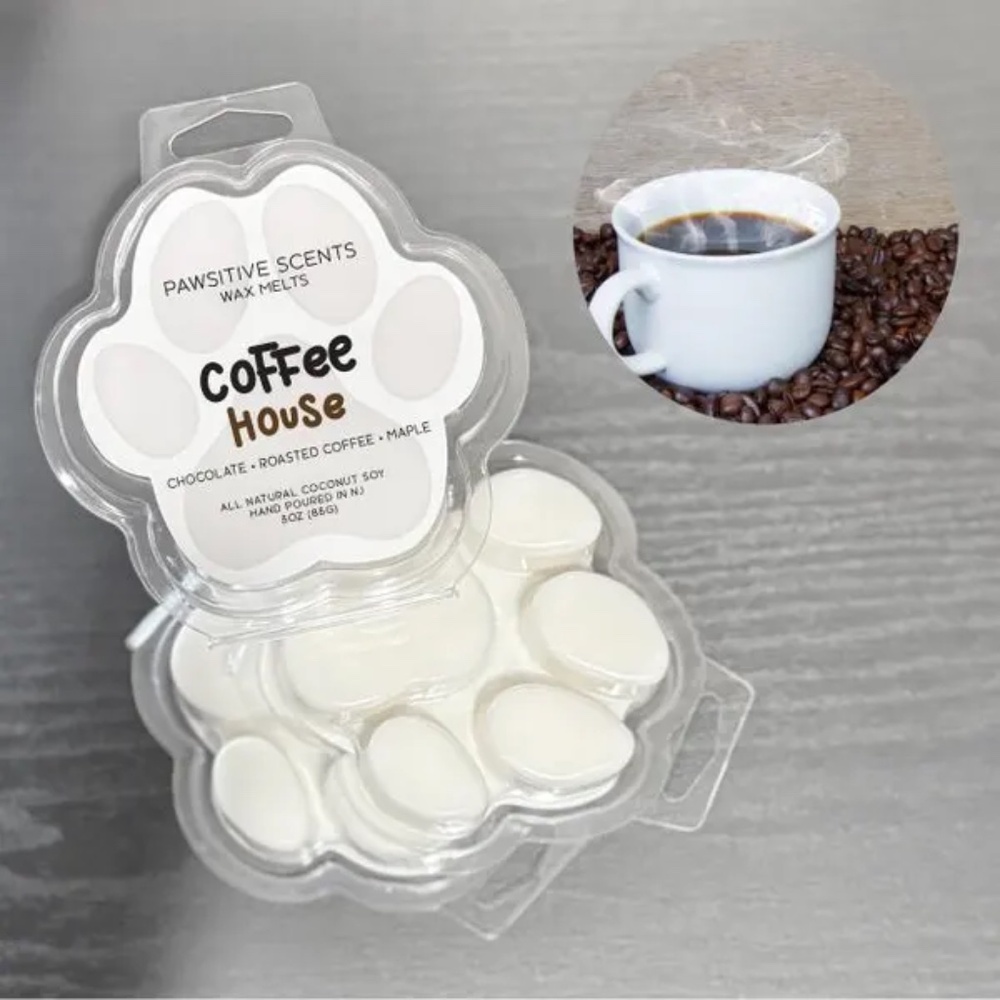 Wax Melt Paw Print/Coffee House Scent/Vegan Coconut Soy Wax